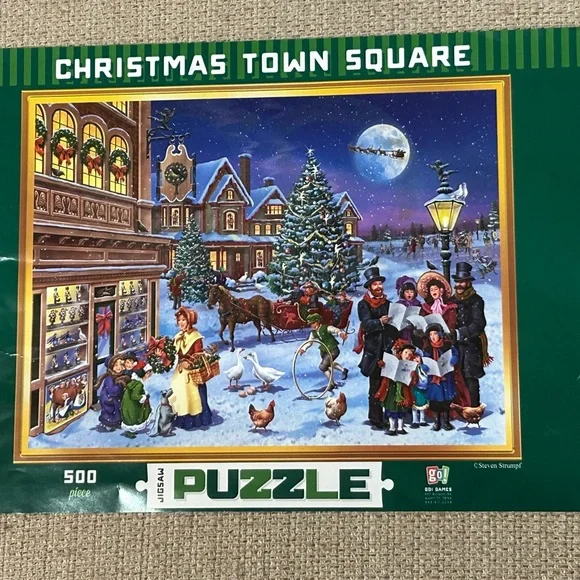 Christmas Town Square Jigsaw Puzzle - 500 Pieces - Find the Hidden Pictures - Picture 3 of 6